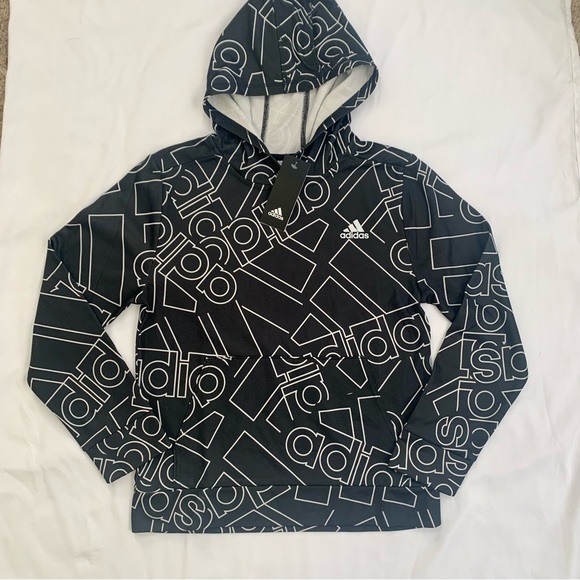 NWT Adidas Print Hooded Sweatshirt boys 10-12 - Picture 2 of 5